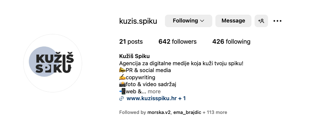 Opis profila na društvenim mrežama